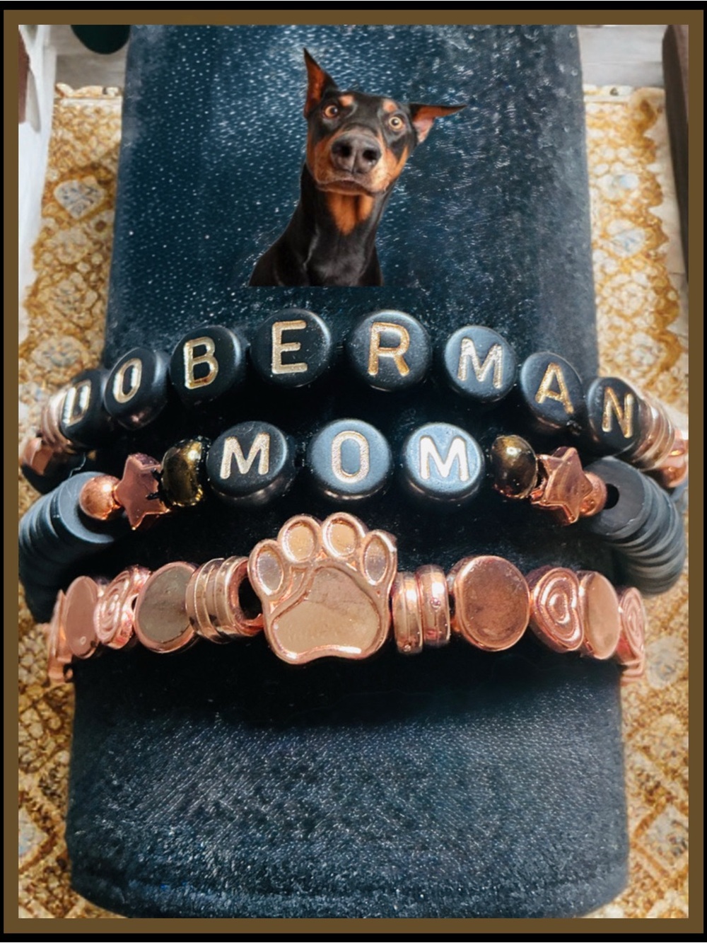 3 piece Doberman Mom bracelet set